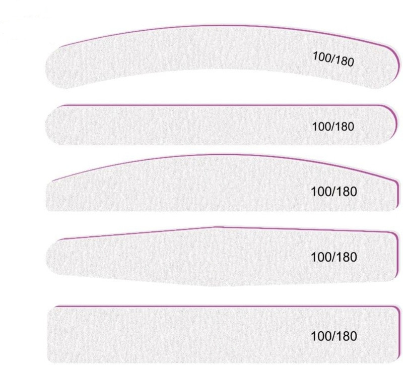 RANORE 5Pcs Nail Filer Professional 100/180 Nail File Set Multi Shaped Fingernail files(Set of 5)