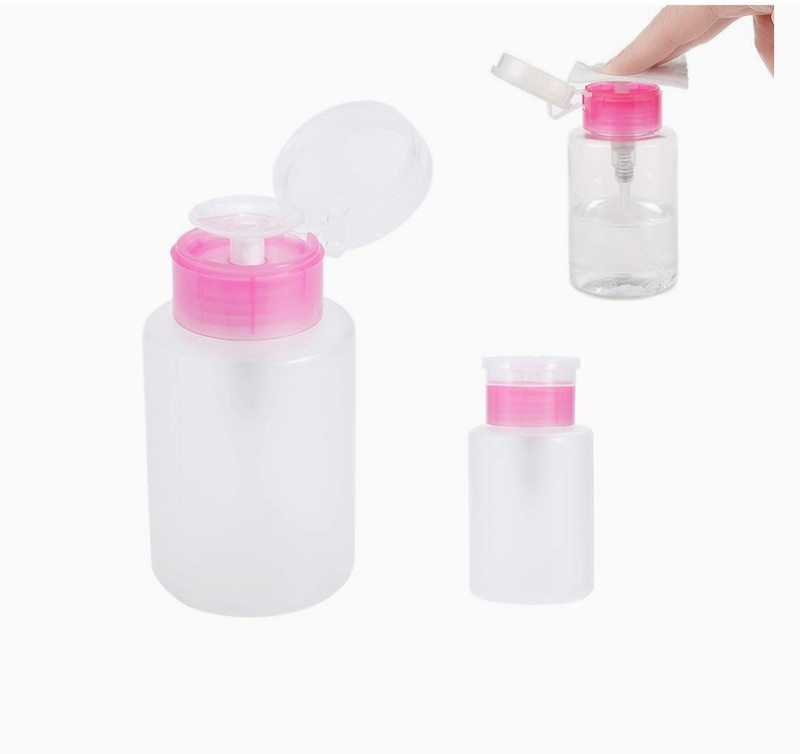 feelhigh Nail Polish Remover Pump Push Down Empty Lockable Acetone Pump Dispenser Bottle(200 ml)
