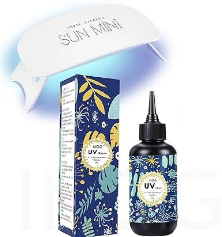LEUTINO UV Resin with UV LED Lamp, 200g, Crystal Clear Hard Resin Nail Polish Dryer Nail Polish Dryer(UV Power 60 W)