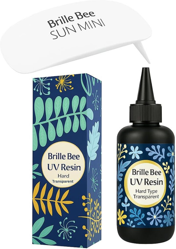 Brille Bee UV Resin Kit Crystal Clear Hard Type Resin with UV LED Lamp, Fast Curing Resin.(25 GM)