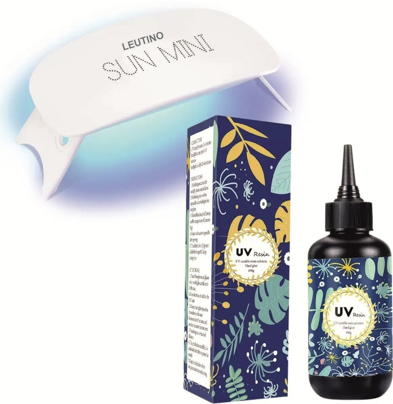 LEUTINO UV Resin with UV LED Lamp, 100g, Crystal Clear Hard Resin Nail Polish Dryer Nail Polish Dryer(UV Power 60 W)