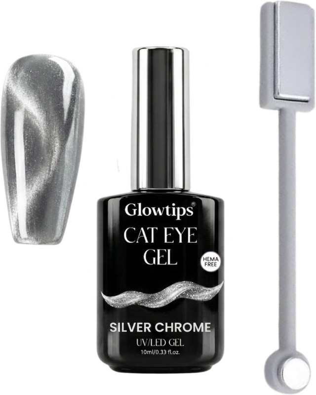 6skins Silver Cat Eye Gel Nail Polish Magnetic Cat Eye Silver