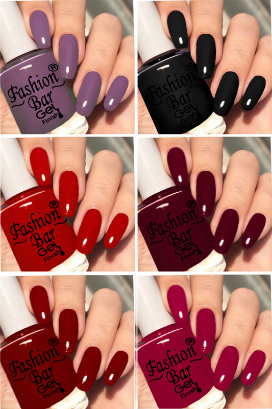 Fashion Bar New Gloss Gel High Shine Nail Polish Pack of 6PC F661 Multicolor(Pack of 6)