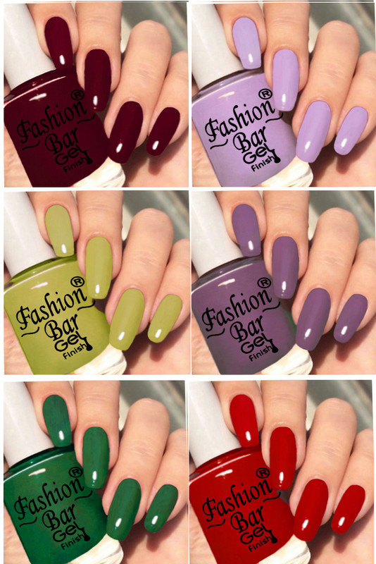 Fashion Bar Quick Dry GEL Shine Nail Paint Combo Set for Women & Girls 808 Multicolor