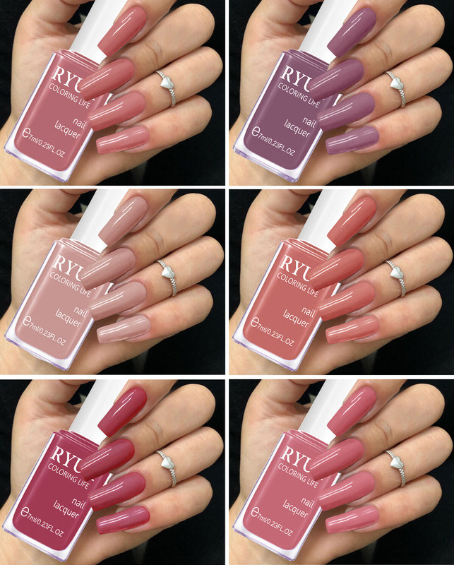 RYUK Lustrous 6-Piece Shine Nail Polish Kit for Dazzling Manicures Set-2 Multicolor(Pack of 6)