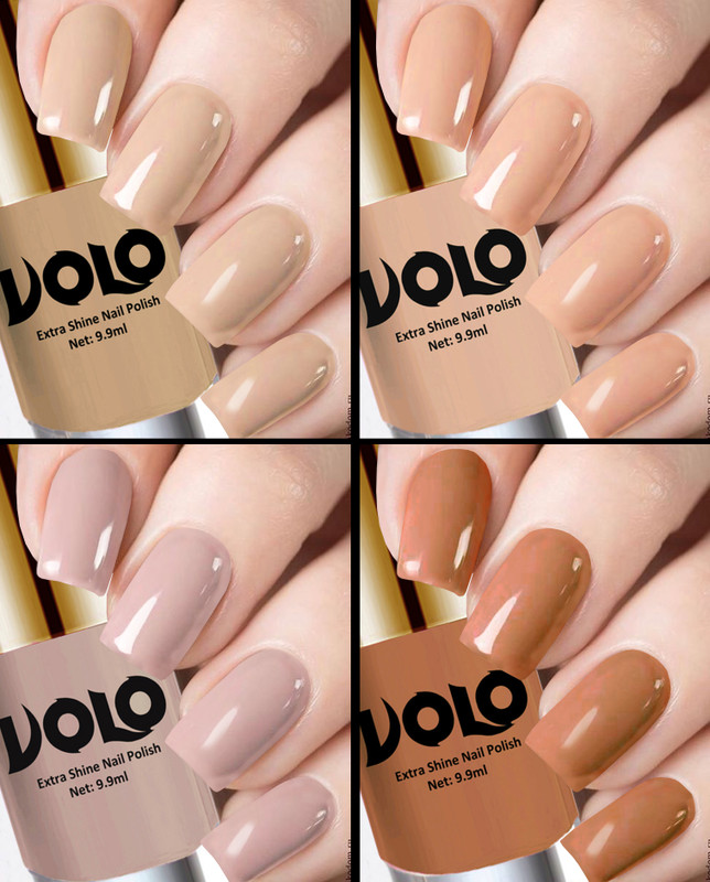 Volo HD Colors High-Shine Long Lasting Non Toxic Professional Nail Polish Set of 4 Nude Tude(Pack of 4)
