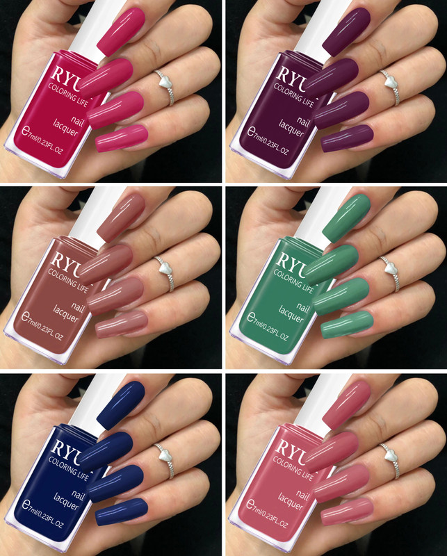 RYUK Vibrant Shine Nails: 6-Pcs Combo to Brighten Your Day Multicolor(Pack of 6)