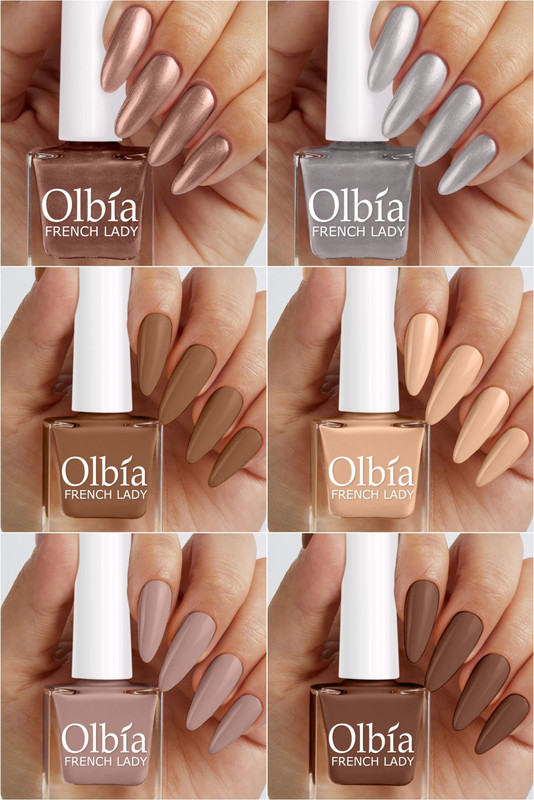 Olbia Best Affordable Gloss Nail Polish Combo 6 Pcs Nude, Mauve, Gold, Silver, Dark Chocolate, Mouse Brown(Pack of 6)