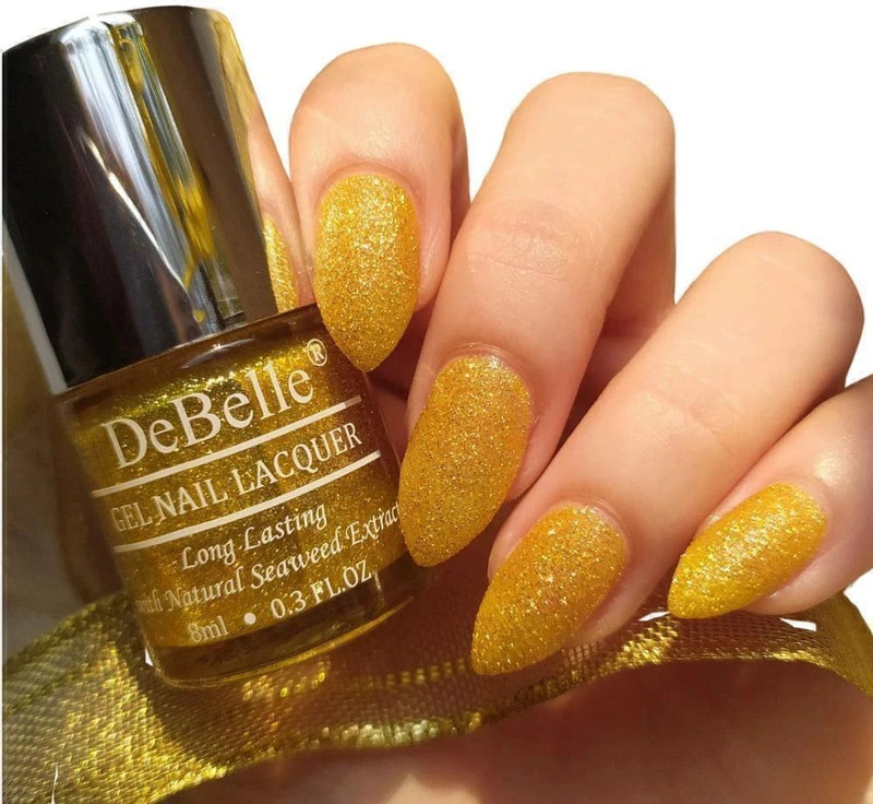 DeBelle Gel Nail Lacquer (Lime Yellow with Gold Glitter ; Sugar Finish) Pegasus