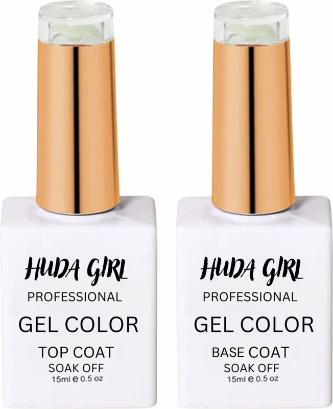 Huda Girl COMBO OF BASE COAT + TOP COAT Shine Finish & Long-Lasting for Women & Girls Multicolor(Pack of 2)