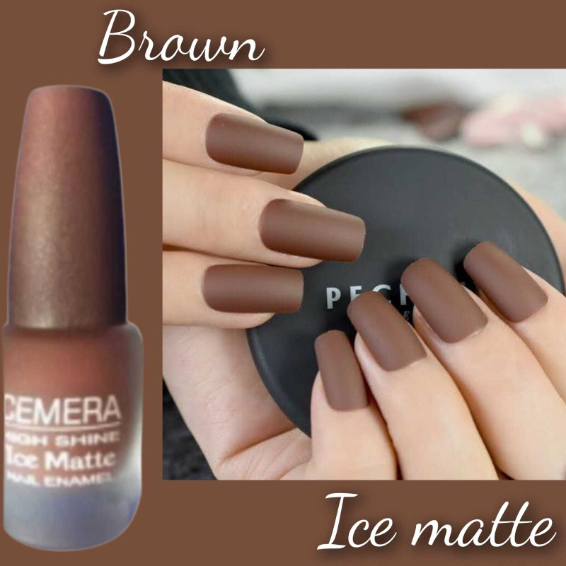 Cemera Brown Ice Matte Nail Polish Quick Drying | Glossy Finish | Long Lasting Brown