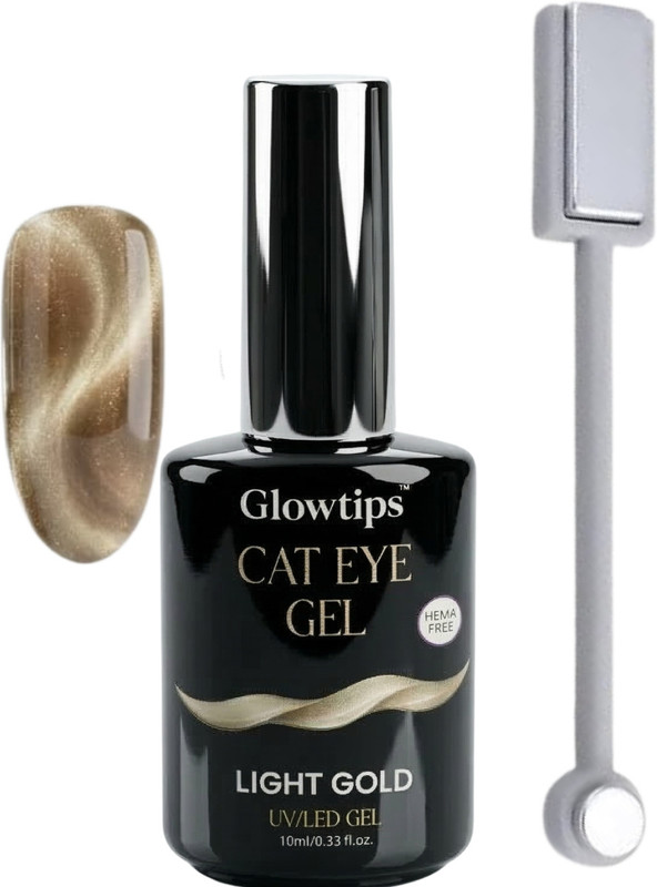 6skins 9D Cat Eye Nail Polish-UV Gel Color 10ml with Magnet Combo Color light gold p-16 gold(Pack of 2)