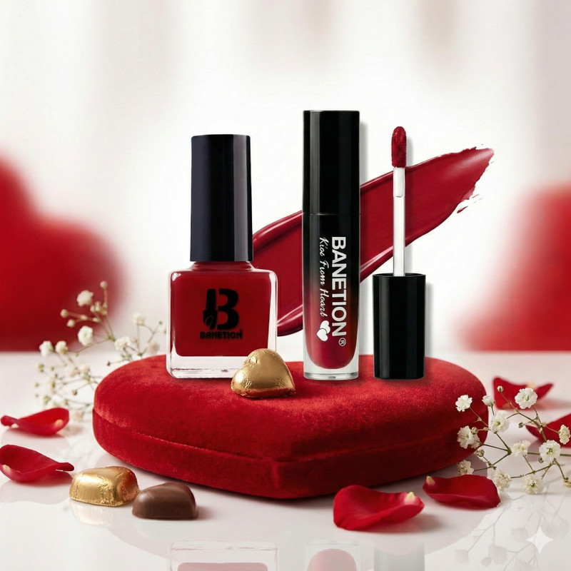 Banetion Valentine Love Edition Nail polish And Lipstick Combo(Pack of 2)