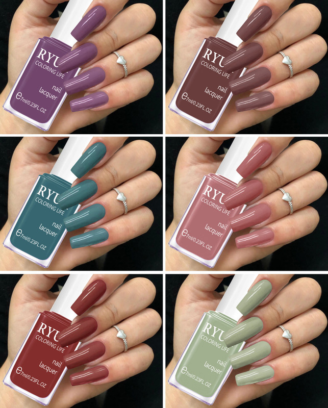 RYUK Gloss Gel Like Shine Nail Polish Set for Stunning Nails Pack of 6 Multicolor(Pack of 6)