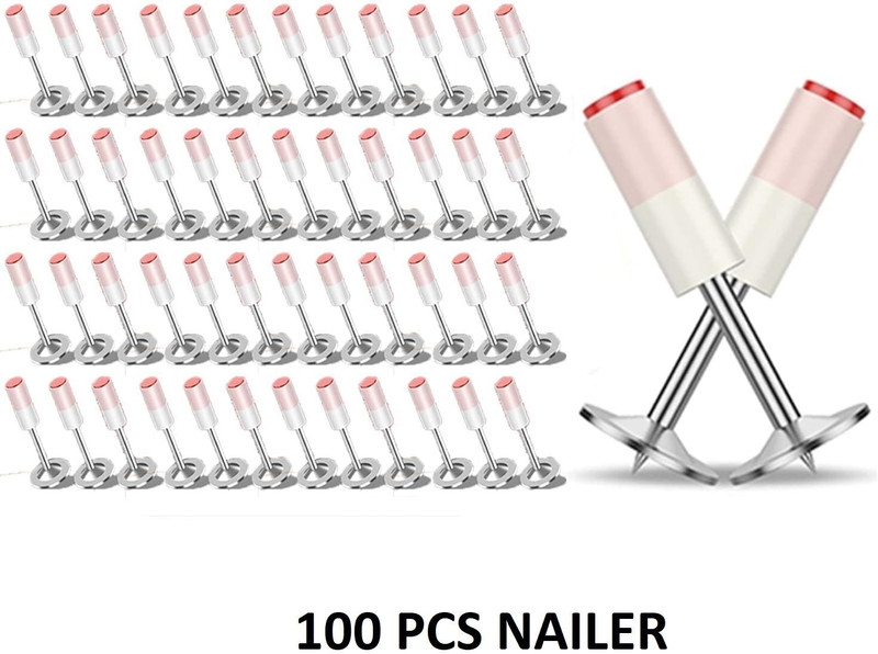 vedvit Nail Gun nailers-100 Pack 7.3mm Steel Nails for Manual Nail Gun – Strong Round Fixing Rivet Pins Cordless Nailer(100 gauge)
