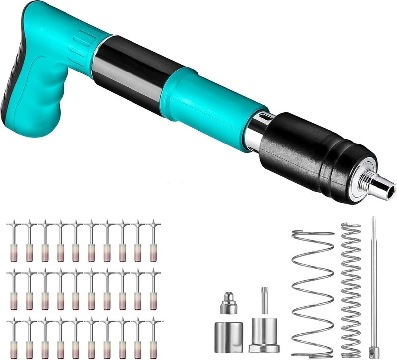 REMICH Manual Steel Nail Gun Tool 20pcs Nails Wall Fastening Tool For Cement Concrete 5 Speed Adjustable Manual Steel Nail Gun, Portable Nail Shooting Machine Cordless Nailer(15 gauge)