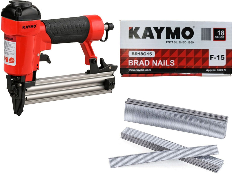 KAYMO Bradder Nailer NEO-F32 Red 10-32mm With Nails F-15 (5000 pins) Pneumatic Nailer(18 gauge)
