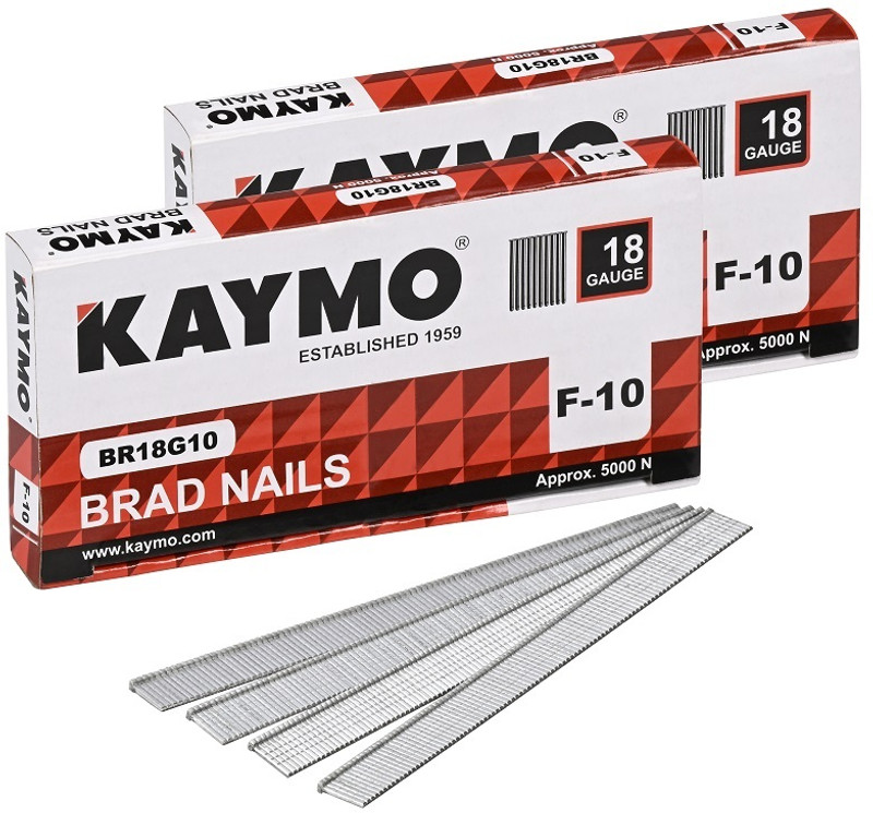 KAYMO BR18G10 F-10 Brad Nails | 10mm Length | Pack of 2 (10,000 Nails) Woodworking Cordless  Nailer(18 Gauge gauge)