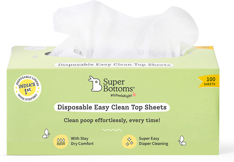 Superbottoms Disposable Easy Clean Top Sheets l Diaper Liners l Hypoallergenic l Pack of 100