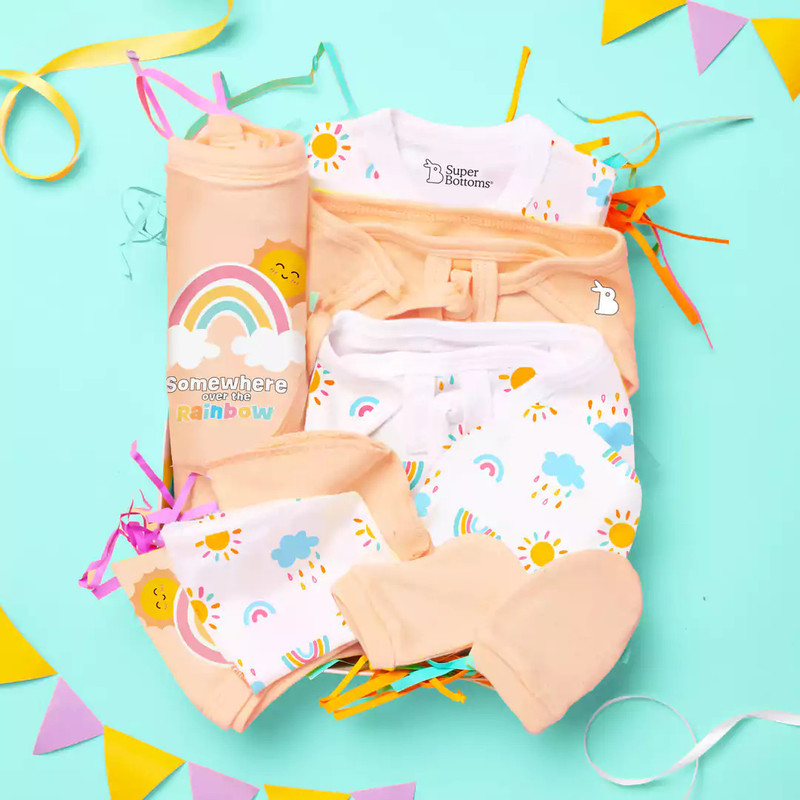 Superbottoms Newborn Gift Set - 11 Pcs (Peach) Clothing Hamper Baby Gift Set for 0-3 Months(Peach)