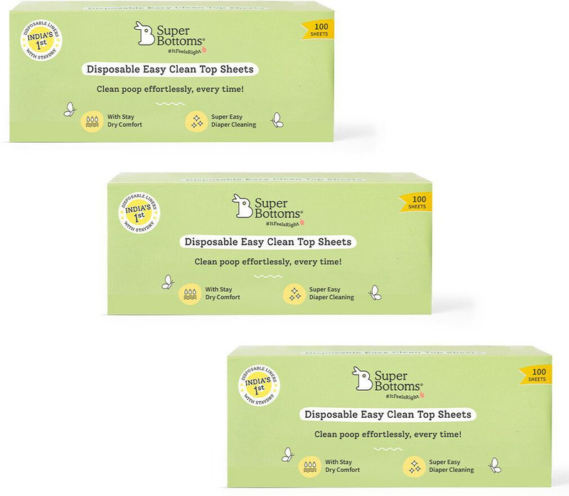 Superbottoms Disposable Easy Clean Top Sheets |Diaper Liners |Hypoallergenic |Pack of 100 * 3