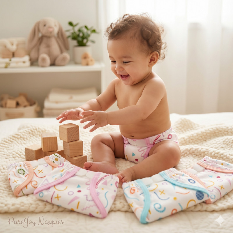 KH industries Soft-Touch Reusable Cotton Nappy - Geo-Print Series"