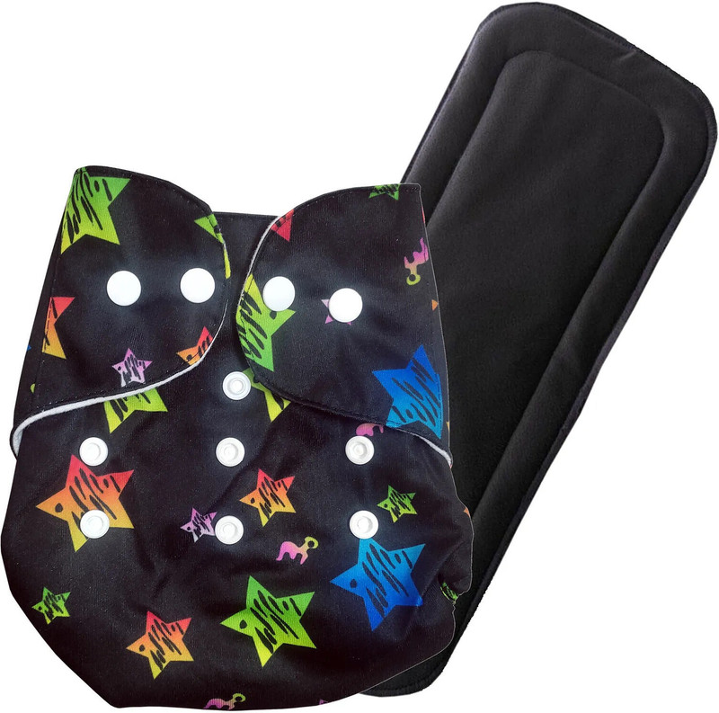 Lapry Baby Reusable & Adjustable Printed Cloth Diaper & Wet-Free Bamboo Insert Pad