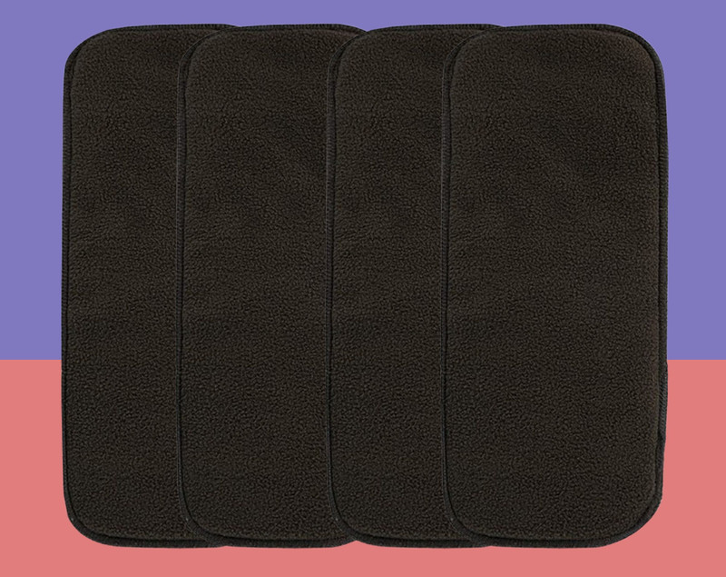 Jingle Kids Premium Quality Pack of 4 Black Bamboo Charcoal Inserts Liners Pads(5 Layers) Wetfree Washable Reusable Adjustable Cotton Diaper Nappy Inserts Natures Cloth Diaper Liners Durable For Baby Reusable Cloth Diapers(0-24 Months)