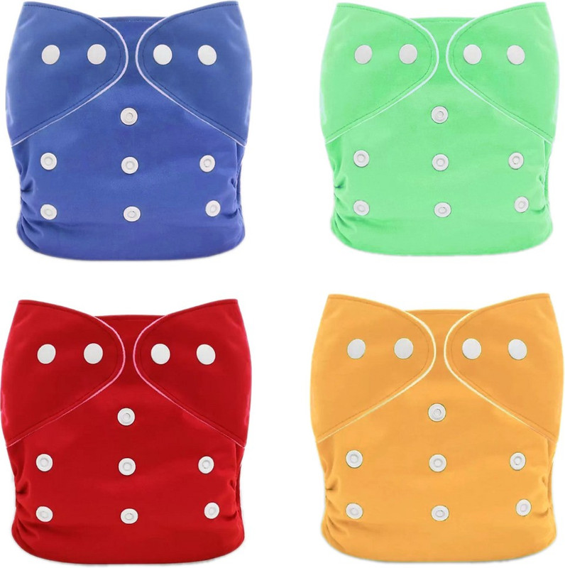 kidoooz Pack Of 4 Reusable Cloth Diapers Washable, with Insert Pads (Pack of 4)