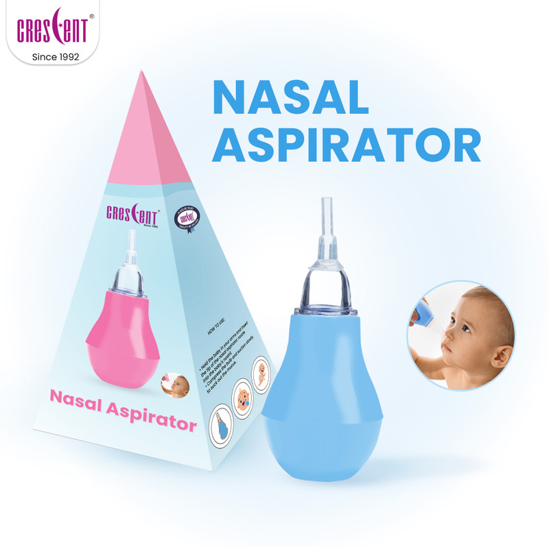 CRESCENT Nose Cleaner Nasal Aspirator, For 0+ Month Babies, Safety Nozzle Manual Nasal Aspirator(Blue)