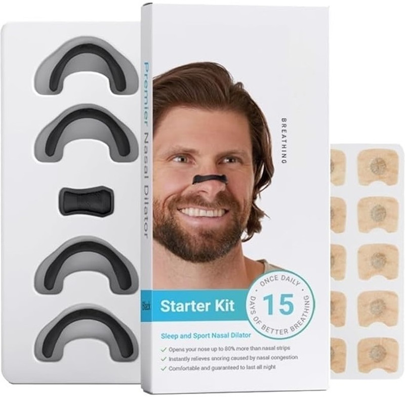 Shreeyogi Nasal Strip Starter Kit(15 Count)Skin Safe Extra Strength Snoring Solution Manual Nasal Aspirator(Black)