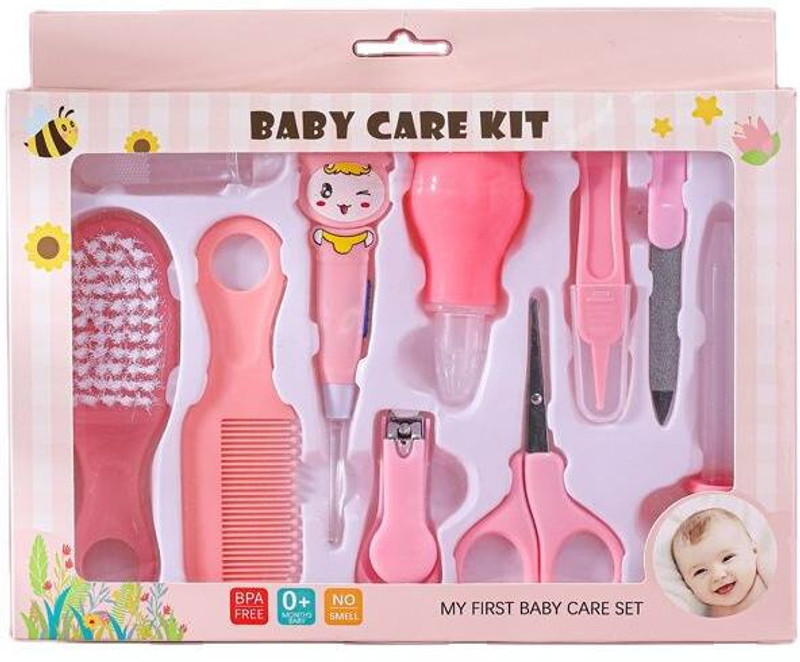 PKK TRADERS 10Pcs Newborn Baby Portable Infants Care Kit Manual Nasal Aspirator(Pink)