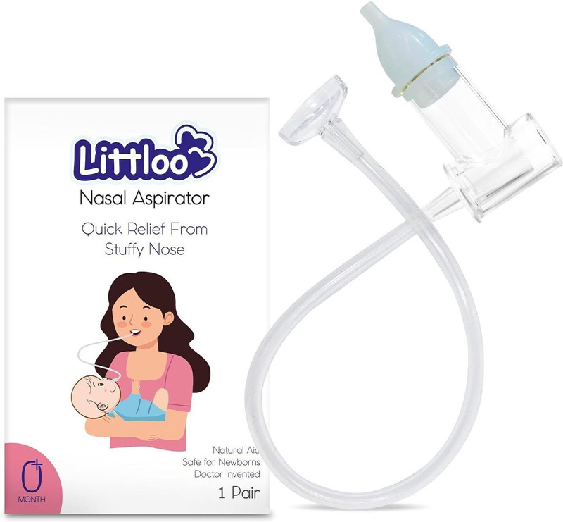 Littloo Baby Nasal Aspirator | Quick Relief from Stuffy Nose with Snotscuker Mechanism Manual Nasal Aspirator(Transparent)