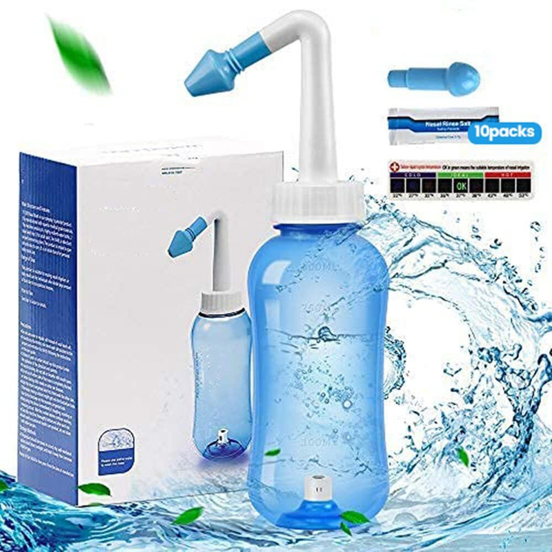 NIYAMKAAY Nasal Wash Neti Nose 500 ml Bottle Pot Sinus Rinse Pressure Cleaner Manual Nasal Aspirator(Blue)