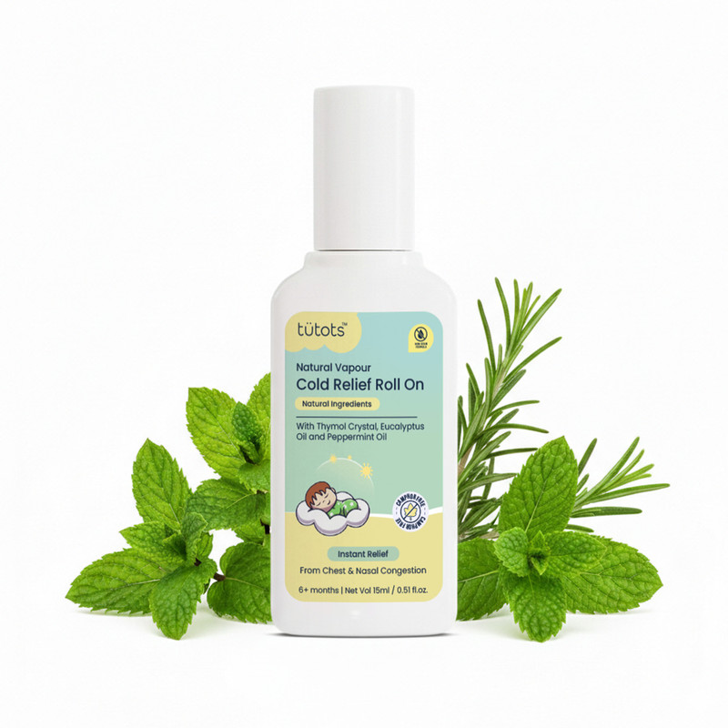 tutots Natural Vapour Cold Relief Roll-On for Babies,Relieves Chest Congestion 15ml Manual Nasal Aspirator(White)