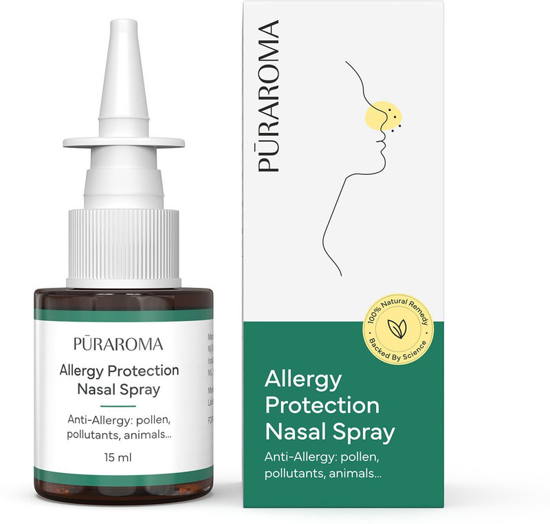 Puraroma Allergy Protection Nasal Spray | Natural Pollen & Dust Relief, Manual Nasal Aspirator(Transparent)
