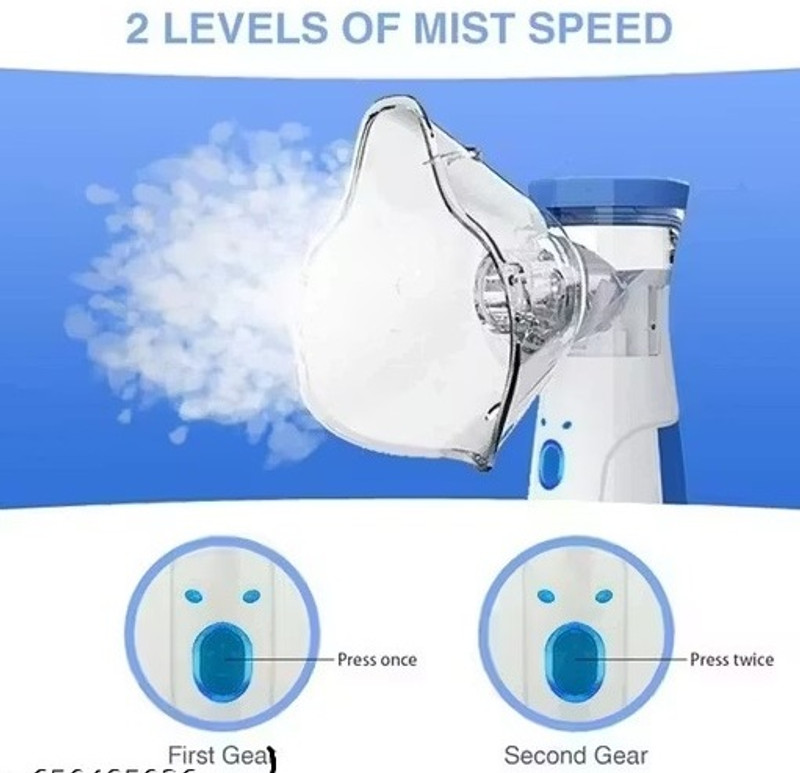 VARNWAL Portable Mesh Nebulizer Machine for Kids and Adults Nebulizer (White, Blue) Battery Operated Nasal Aspirator(Blue, White)