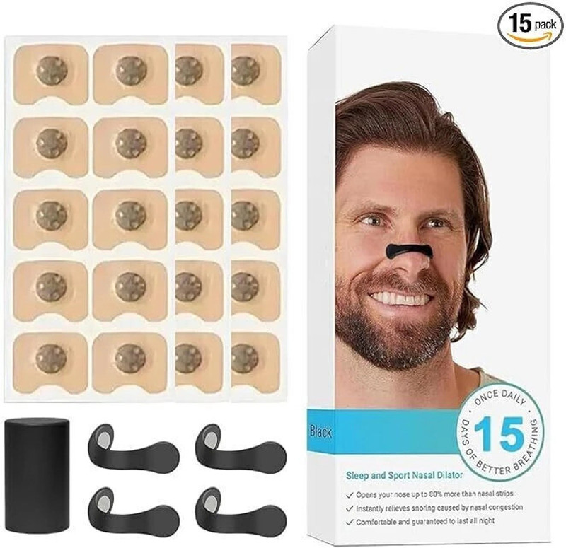 WENGONVILA 15-Pack Nasal Dilator for Snore Relief and Better Sleep – Black Silicone Manual Nasal Aspirator(Black)