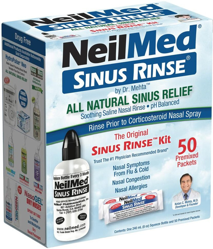 neilmed Sinus Rinse Premixed 50 Sachets Manual Nasal Aspirator(Multicolor)