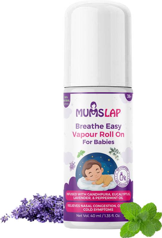 Mumslap Vapour Cold Relief Roll-On for Babies & Kids|Eases Congestion, Cough&Stuffy Nose Manual Nasal Aspirator(White)