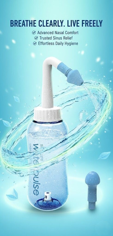 warestoo Nasal Wash Bottle | Sinus Rinse Neti Pot | Nose Cleaner with Soft Nozzle (300ml) Manual Nasal Aspirator(Blue)