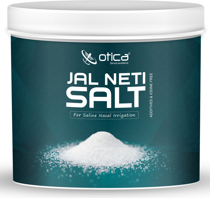 OTICA Jal Neti Pots salt 385g with Pure & Additive-Free Ayurvedic Nasal Cleansing 1PSC Manual Nasal Aspirator(White)