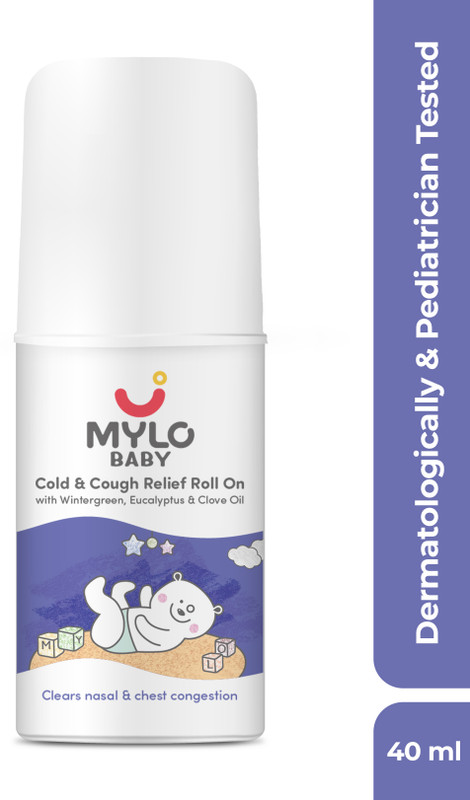 Mylo Baby Cold & Cough Relief Roll-On for Babies | Quick Relief from Nasal Congestion Manual Nasal Aspirator(White)
