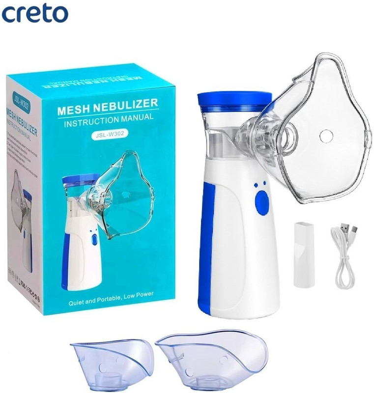 ASHAKA JSL-W302 Portable Handheld Mesh Nebulizer Device for Adults & Kids Manual Nasal Aspirator(White, Blue)