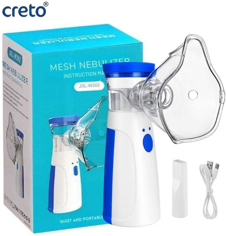 aprTIM JSL-W302 Portable Handheld Mesh Nebulizer Device for Kids/Adults- Manual Nasal Aspirator(White, Blue)