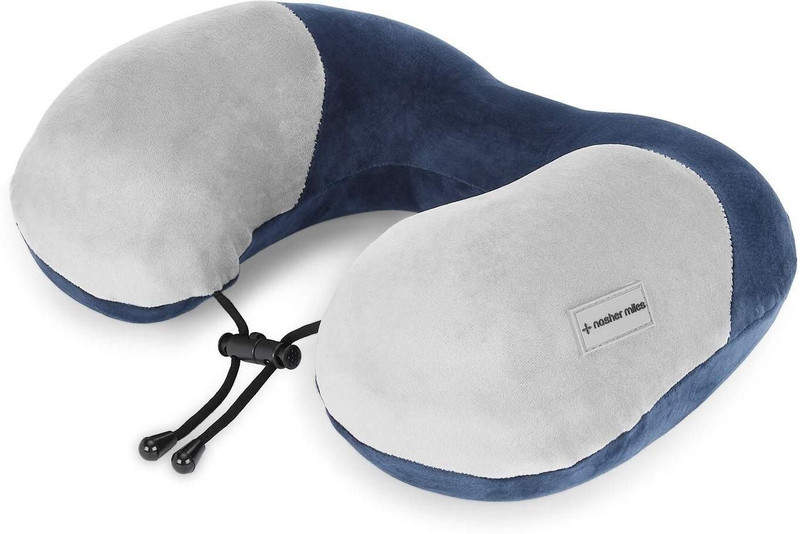NASHER MILES 100% Pure Memory Foam Travel Neck Pillow , 360° Stable Neck Support with Snap-on Button (Navy Blue and Grey) Neck Pillow(Navy Blue, Grey)