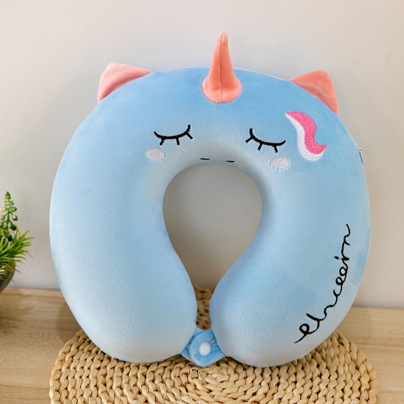 ZQBIEE Neck Pillow for Car & Flites & Travel Neck Support Kids & Adults Neck Pillow(Blue)