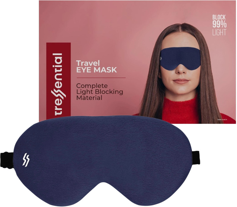 Tressential Super Soft Travel Blindfold with Adjustable Strap Eye Shade(Blue)