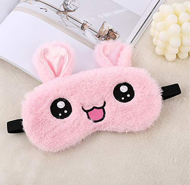 Varnar Fur Super Soft Cute Cartoon Sleeping Eye Mask for Men Women Girls Boys Eye Shade(Pink)