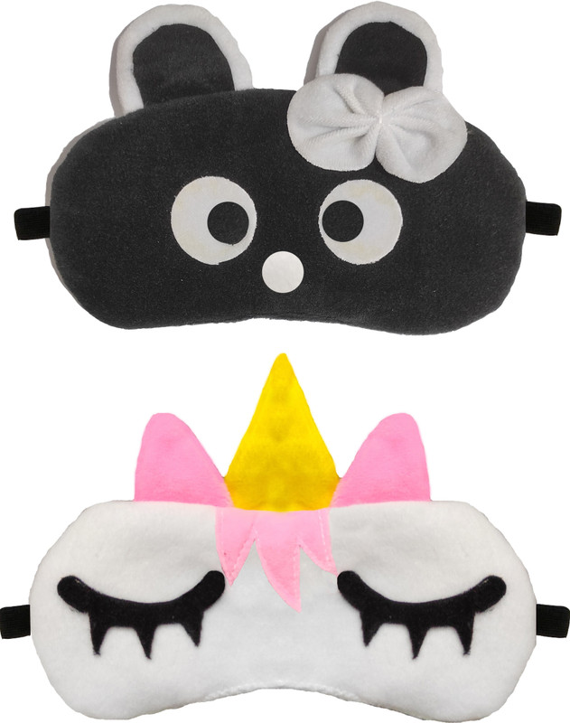 Varnar Cute Unicorn and Baby doll Sleeping Eye Mask Blindfold for Men Women Girl Boy Eye Shade(Black, White)
